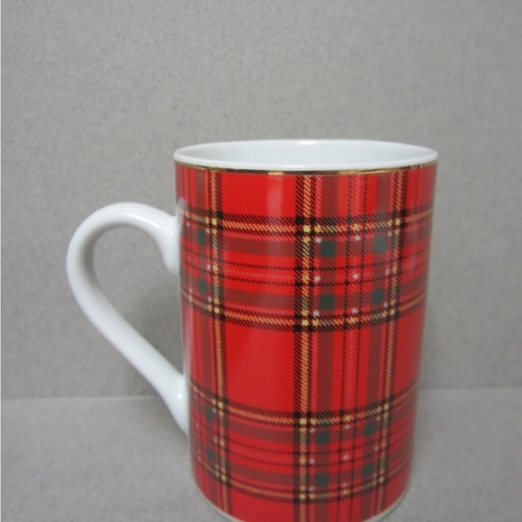 Pacific Rim porcelain red plaid mug set of 4 Holiday Christmas coffee tea mugs - Picture 4 of 9